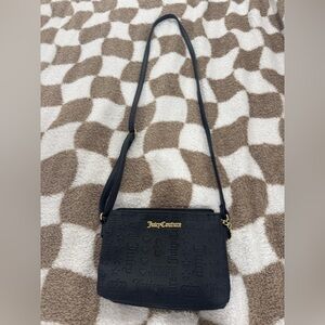 Juicy Couture Triple Pocket Embossed Black Crossbody Bag
